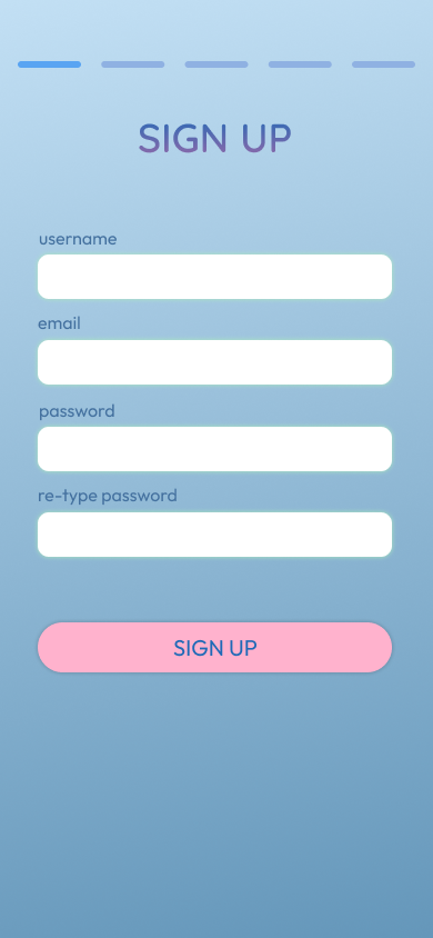 Sign up screen: final hi-fi mockup